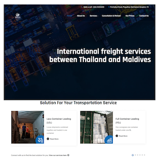 Homepage design for Maldives Cargo created by SAN PVT LTD